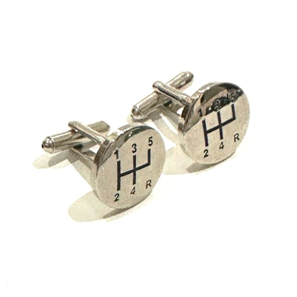 5-Speed Gear Shift Cufflinks – Polished Silver-Tone